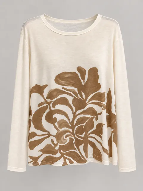 Camiseta con estampado vegetal