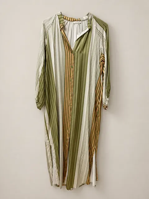 Vestido camisero de rayas verdes